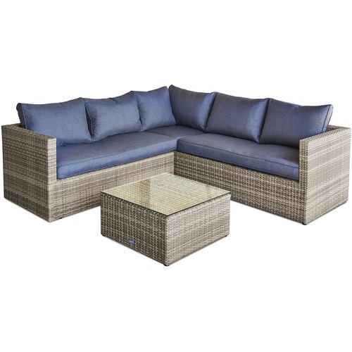 Salon Jardin D'angle Bavaro 5 Places En Résine Tressée Miel