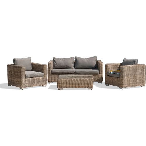 Salon Bas Jardin Montmartre 4 Places En Résine Tressée Miel