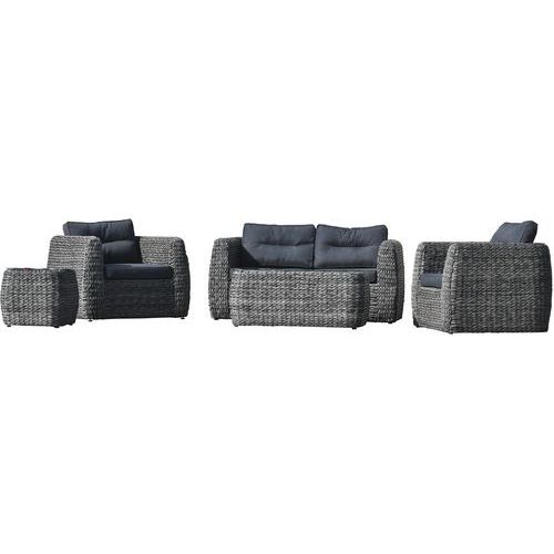 Salon Bas Jardin Bahamas 4 Places En Résine Tressée Gris Anthracite