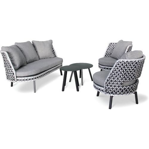 Salon Bas Jardin Agadir 4 Places En Résine Tressée Gris