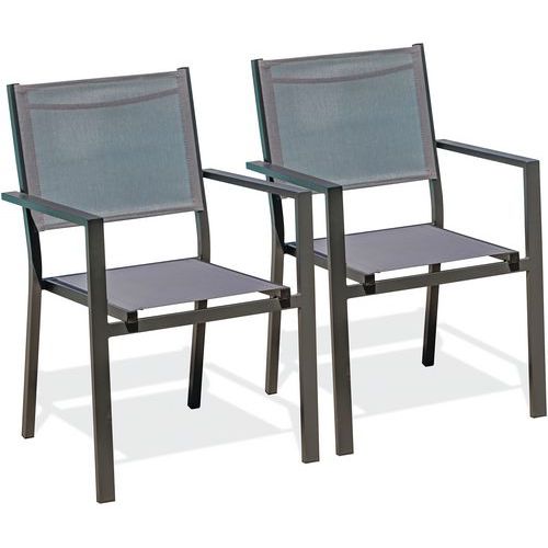 DcbGarden - Fauteuil de jardin empilable Tolede - Aluminium Gris - Lot - Usage extérieur régulier