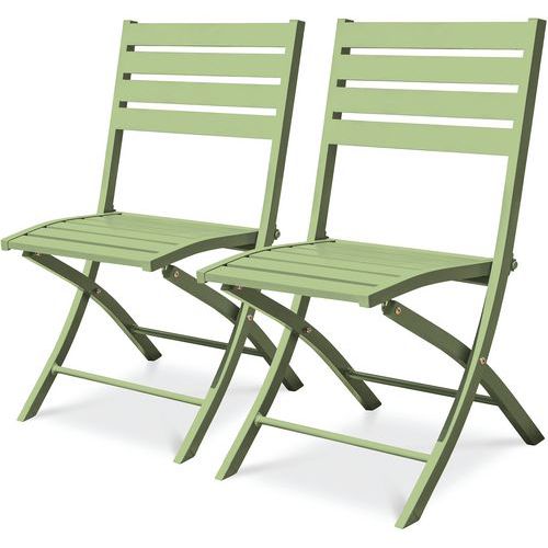 CityGarden - Lot de 2 chaises de jardin pliantes Marius - Aluminium Vert - Empilable et Durable