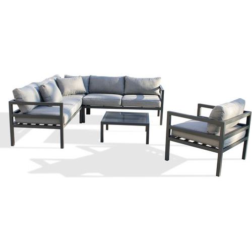 Salon Jardin D'angle Beaubourg 6 Places Gris Anthracite