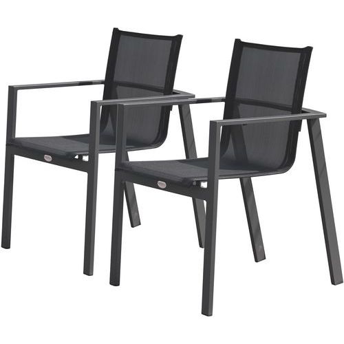 DcbGarden - Fauteuil de jardin empilable Miami Aluminium Anthracite - Lot - Usage intérieur/extérieur - Empilable