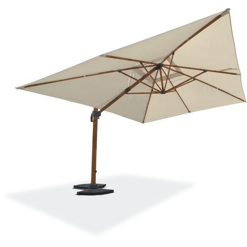 Parasol Déporté Sevilla 4x3m Imitation Bois+polyester Gris