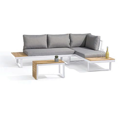 Salon Jardin Modulable Tokyo 4 Places En Bois D'acacia+ Blanc