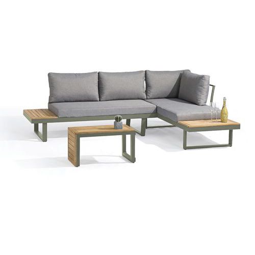 Salon Jardin Modulable Tokyo 4 Places En Bois D'acacia+ Kaki