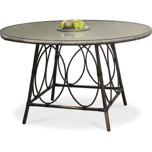 Table Jardin Ushuaia Ã˜125cm Marron+textilène Lin