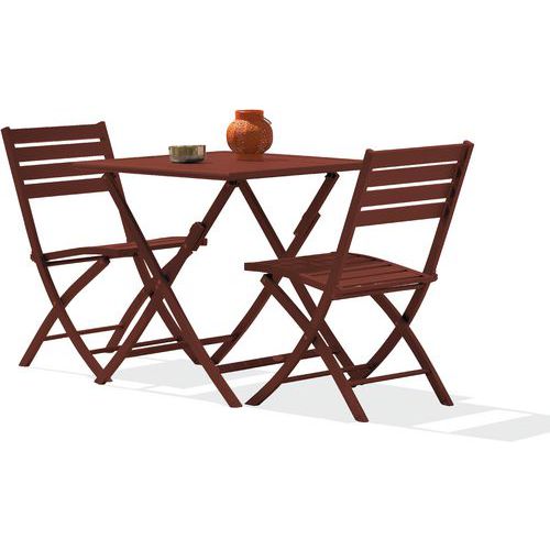 CityGarden - Ensemble Table et 2 Chaises de Jardin Marius Carmin 70x70cm - Pliant et Ergonomique - Idéal pour Extérieur