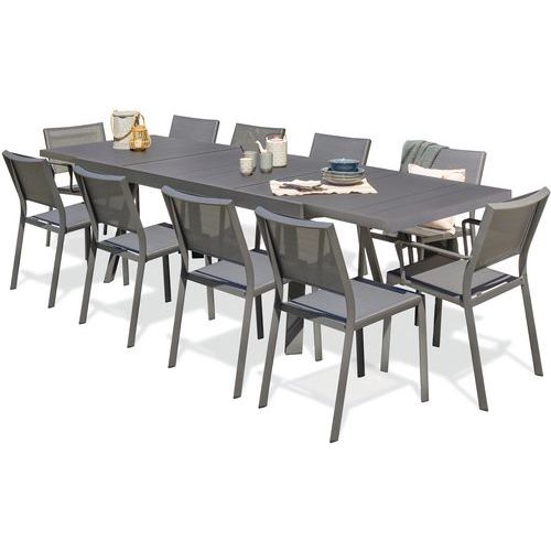 1 Table Jardin Stockholm 300x96cm+8 Chaises+2 Fauteuils Aluminium