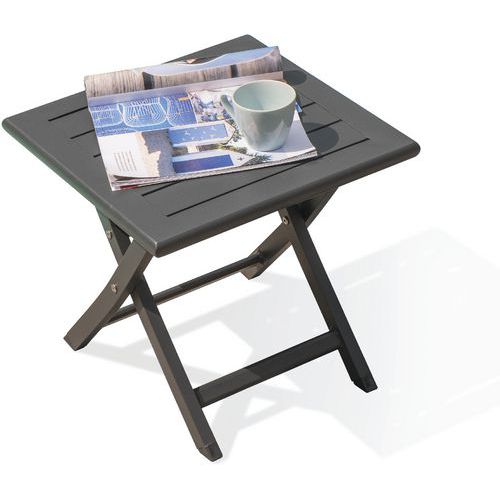 Table Basse Jardin Pliante Marius 43x43cm Gris Anthracite