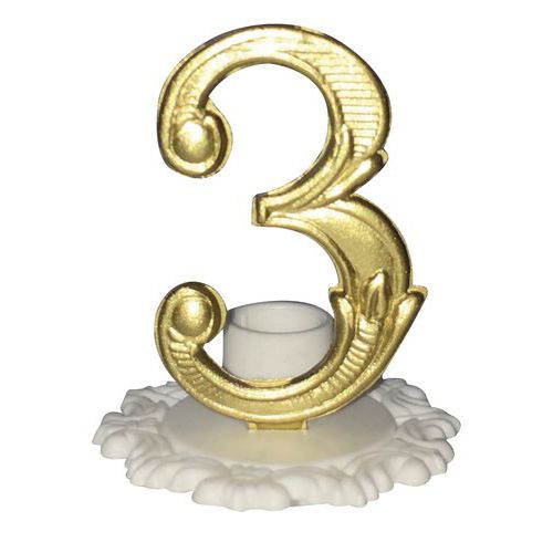 Bougies Anniversaire Or Et Blanc 3 Hauteur 70mm