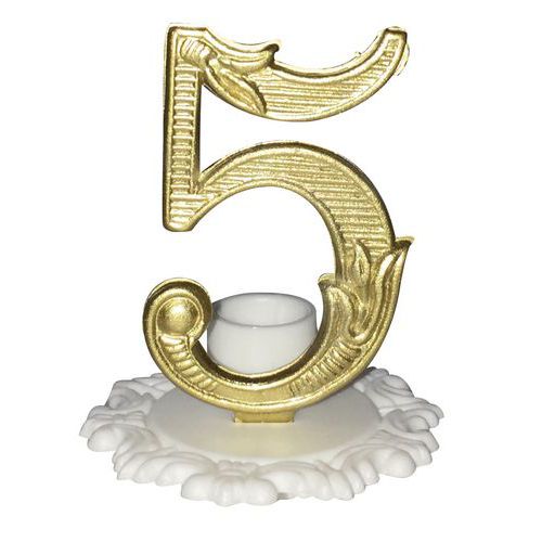 Bougies Anniversaire Or Et Blanc 5 Hauteur 70mm