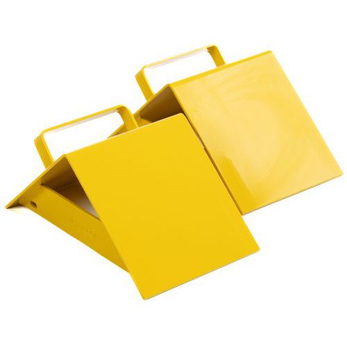 Cale Roue Camion Jaune En Métal Avec Poignée - Manutan