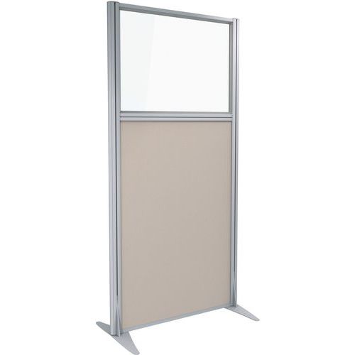 Cloison Kprim Tissus Acoustique/verre Taupe Profil Argent