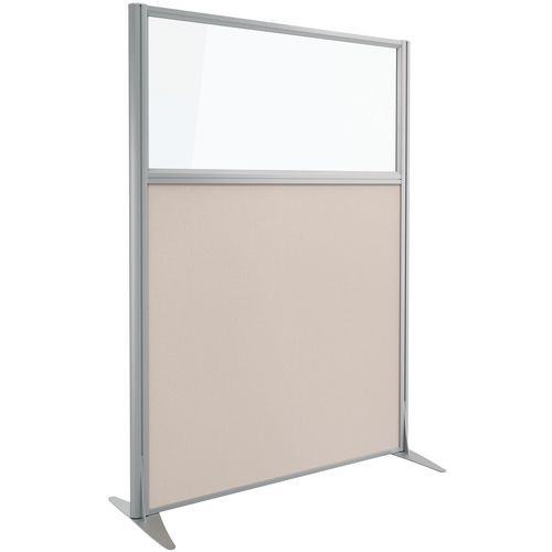 Cloison Kprim Tissus Acoustique/verre Taupe Profil Argent