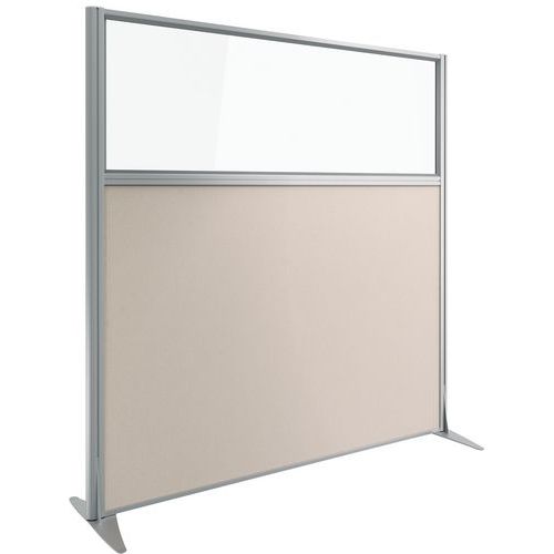 Cloison Kprim Tissus Acoustique/verre Taupe Profil Argent