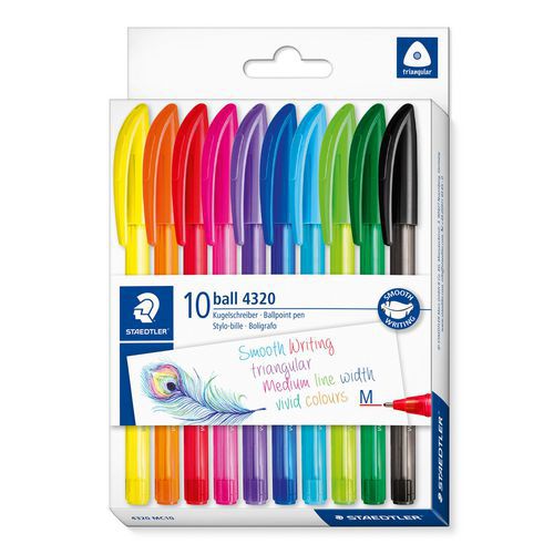Pochette 10 stylos bille pointe moyenne couleurs assorties thumbnail image 1