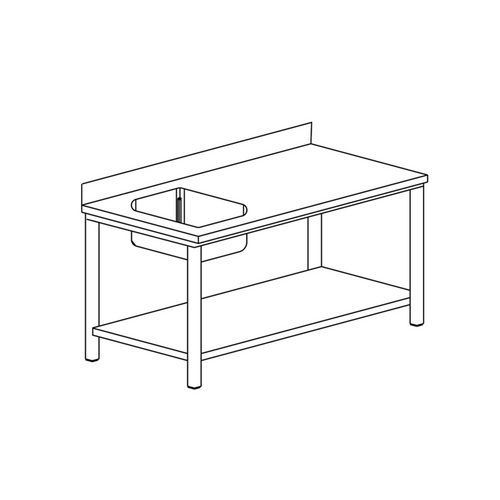 Tecnox - Table du chef avec étagère basse gamme 600, bac à gauche - Argent - 1 an de garantie