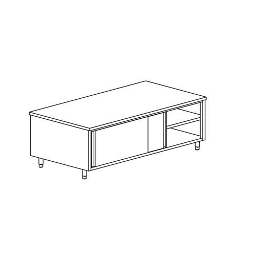 Tecnox - Meuble de rangement central gamme 700 - 2 portes coulissantes - Argent - Mobilier de restauration et réception