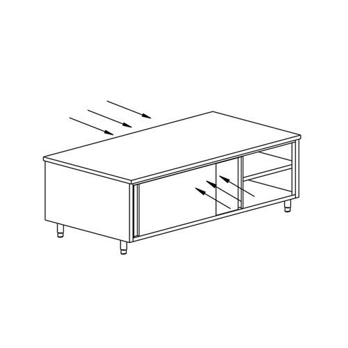 Tecnox - Meuble de rangement central 4 portes coulissantes gamme 700 - Argent - 1 an de garantie