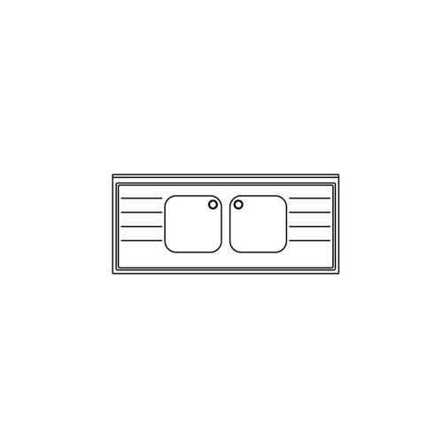 Tecnox - Évier de cuisine 2 bacs avec égouttoirs - Inox 240x70cm - Robuste et fonctionnel