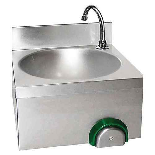 Tecnox - Lave-mains LM02/1 - Argent - Commande fémorale, col de cygne, porte battante - Inox 85x50x50 cm