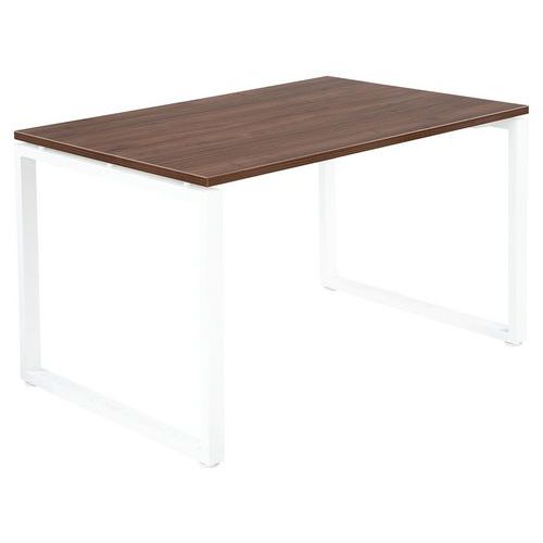 Table Office Pro Pied Carre 120 X 80 Cm Noyer Pied Blanc