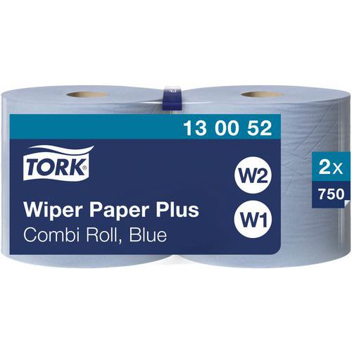 Rouleau Essuie-tout Plus Combi - Tork 130041 W1/w2 - Bleu