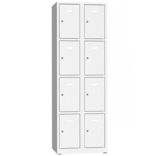 Vestiaire Philip - 8 cases à clé - Acier Gris Clair - 1800x600x500mm - Livré monté
