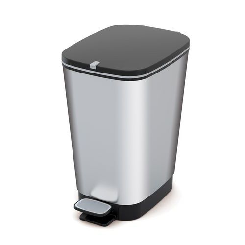 Poubelle de bureau en plastique 35L Gris - Ouverture basculante, design moderne, idéale intérieur