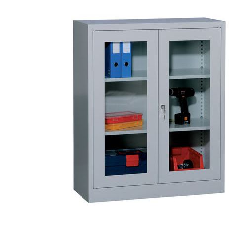 Armoire d'atelier en métal 115x95x40 cm - 2 tablettes réglables - Charge 300 kg - Acier robuste