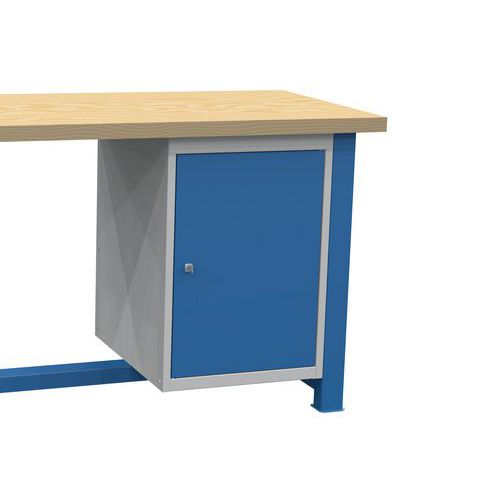 Caisson d'établi - 70x48x61 cm - Acier Bleu et Gris Clair - 1 Porte - Charge 40kg/tiroir