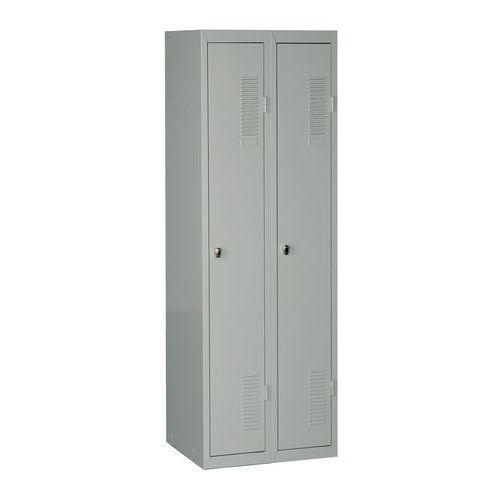 Vestiaire à monter DURO MONT 2 colonnes Gris clair Acier 1800x600x500mm À cadenas Industrie propre