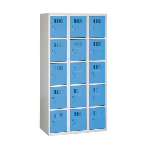 Armoire Soudée 15 Cases Serrure À Cylindre Gris/bleu