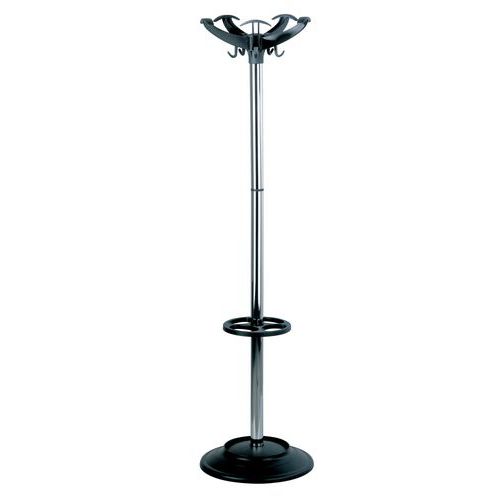 Cintre Owen - Noir/Gris - 10 Patères - Métal - Support sur Pieds - 167cm Hauteur - 8kg Max