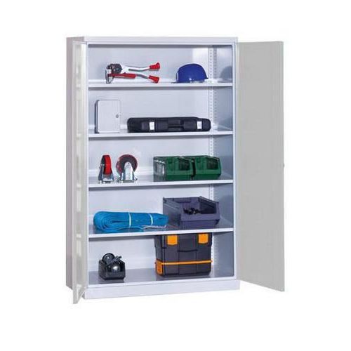 Armoire d'atelier en métal gris - 199x120x60 cm - 4 tablettes - Charge 400 kg - Acier robuste