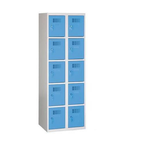 Armoire de rangement 10 cases à clé gris/bleu - Acier 180x60x50cm - Sécurisé et Durable