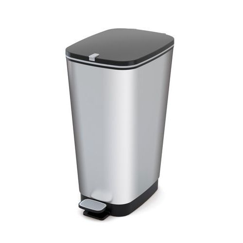 Poubelle en plastique à pédale 60L Gris - Design Chic et Pratique pour Bureau
