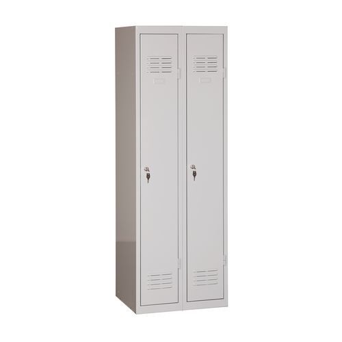 Vestiaire DURO POP soudé - 2 colonnes - Acier Gris Clair - 180x60x30cm - Casier & Penderie - Livré Monté