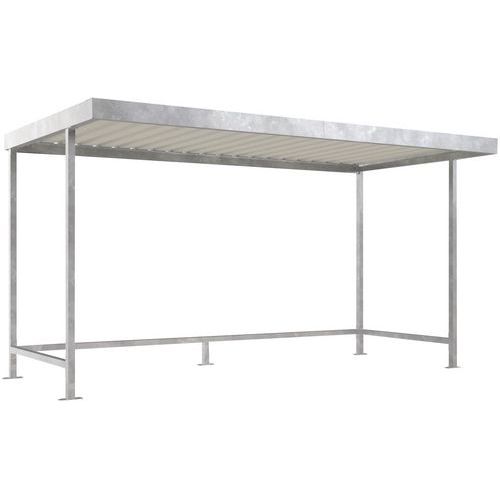 Abri cycle Toiture galvanisée coloris gris clair L44,