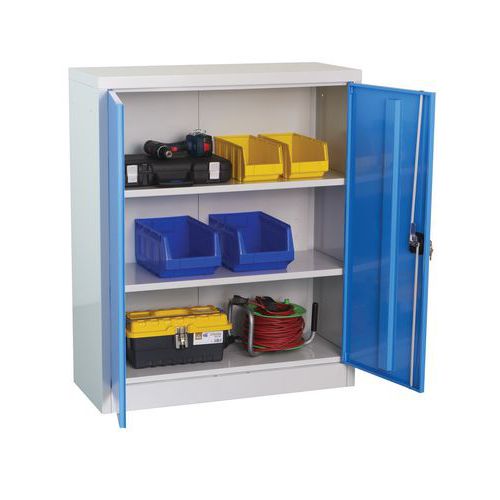 Armoire à outils - Mobilier d'atelier Bleu 115x95x40cm - 2 Portes à Clé - Acier Robuste