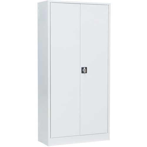 Armoire Universelle Métallique - 195x95x40 cm - Acier Gris Clair - 5 Tablettes 40kg - Serrure à Clé - Meuble Atelier