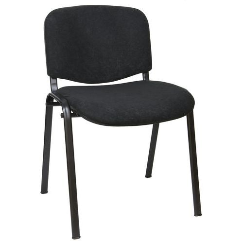 Chaise de conférence ISO Velours Noir - Confort et Élégance - Assise 55cm - Idéale Bureau