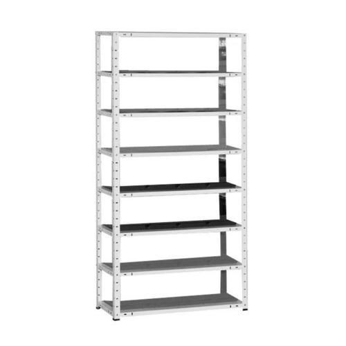 Étagère pour bacs plastique - 180x90x35 cm - 8 tablettes - Charge 600 kg - Acier blanc