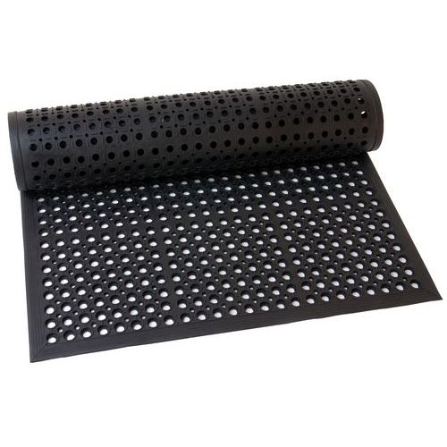 Tapis caillebotis extérieur caoutchouc noir 150x90cm - Antidérapant, usage intensif, accessible PMR