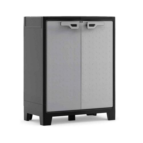 Armoire d'atelier en plastique - 100x80x44 cm - 2 portes gris - Charge 35kg - Polypropylène - Livrée montée