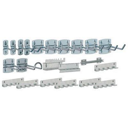 Jeu de porte-outils - Acier Gris - 22 supports - Rangement professionnel