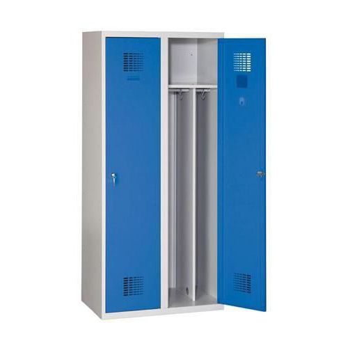 Armoire Drake 2 compartiments - Acier Gris/Bleu Clair - 180x80x50cm - Serrure à clé - Livrée montée