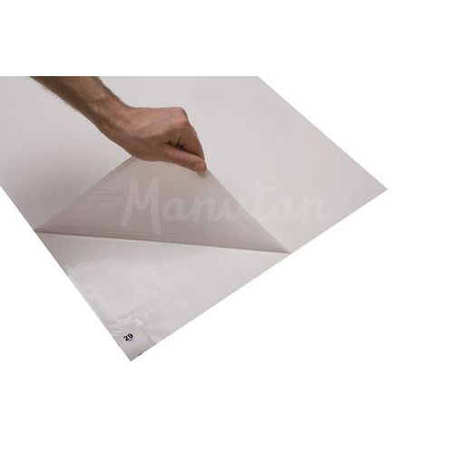 Tapis adhésif hygiénique antibactérien blanc 90 x 115 cm - 60 feuillets - Usage intensif